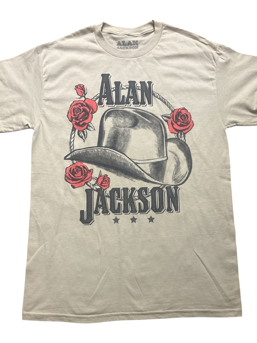 Alan Jackson Graphic T-Shirt Natural Beige Cream Size M Medium Country Music